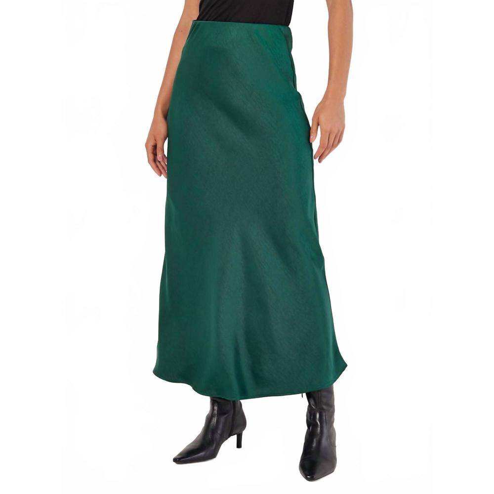 NEW APRICOT satin bias midi skirt in green